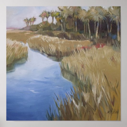 Florida marshland wildernis grassen en palmboom poster (Voorkant)