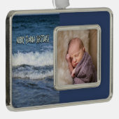 Florida Merry Christmas Ocean Waves 1 foto Verzilverd Omlijst Ornament (Rechts)
