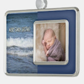 Florida Merry Christmas Ocean Waves 1 foto Verzilverd Omlijst Ornament (Links)