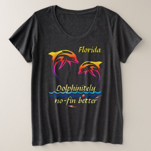 Florida met Dolphins Grote Maat T-shirt (Design voorkant)