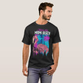 Florida Miami Beach Retro Flamingo Palm Trees Vapo T-shirt (Voorkant volledig)