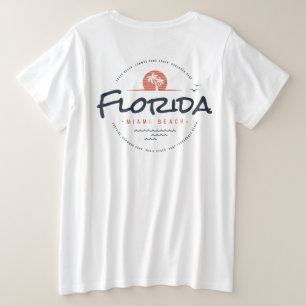 Florida Miami Beach Retro Zonsondergang Palm Tropi Grote Maat T-shirt