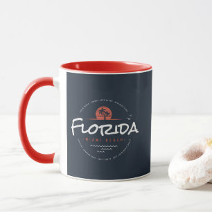 Florida Miami Beach Retro Zonsondergang Palm Tropi Mok