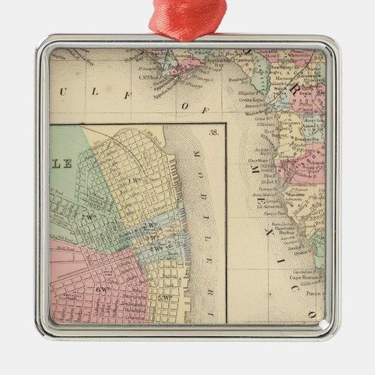 Florida, Mobile Map van Mitchell Metalen Ornament (Voorkant)