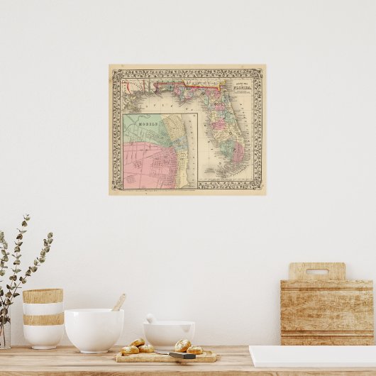 Florida, Mobile Map van Mitchell Poster (Keuken)