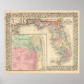 Florida, Mobile Map van Mitchell Poster (Voorkant)