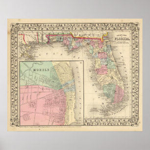 Florida, Mobile Map van Mitchell Poster