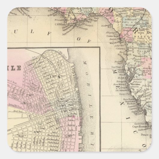 Florida, Mobile Vierkante Sticker (Voorkant)
