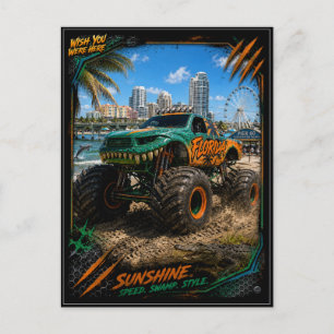 Florida Monster Truck Off Road Kunst Briefkaart