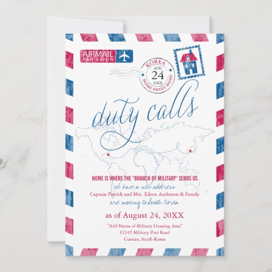 Florida naar Korea Luchtpost Militaire Verhuizing Kaart (Voorkant)