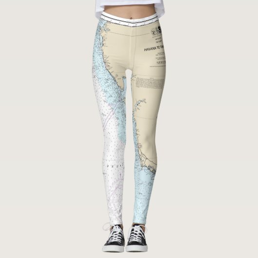 Florida Nautical Chart Havana naar Tampa Bay Leggings (Voorkant)