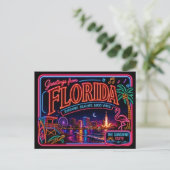 Florida Neon Staat Retro Vintage Briefkaart (Staand voorkant)