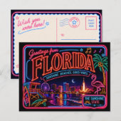 Florida Neon Staat Retro Vintage Briefkaart (Voorkant / Achterkant)