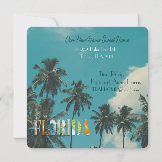 Florida New Home Briefkaart voor adreswijziging (Voorkant)