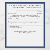 FLORIDA Notaris Certificaat Jurat Handtekening doo Wijn Etiket (Enkel label)