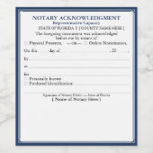 FLORIDA Notaris-erkenningscertificaat Rep Wijn Etiket (Enkel label)