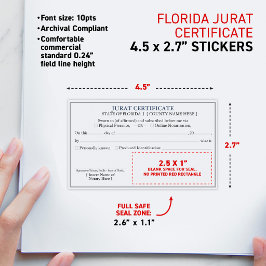 FLORIDA Notaris Jurat Certificaat Document 4.5x2.7 Rechthoekige Sticker