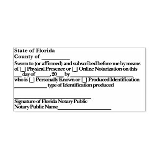 Florida Notary Jurat Zelfinkende Stempel