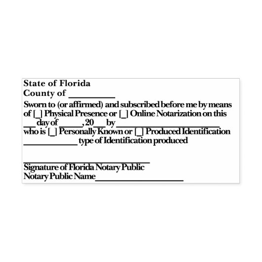 Florida Notary Jurat Zelfinkende Stempel (Design)