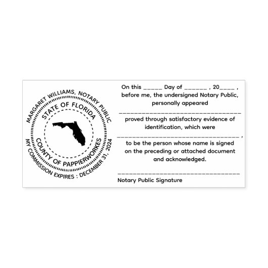 Florida Notary publieke erkenningsstempel Zelfinktende Stempel (Design)