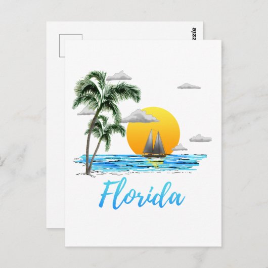 Florida Ocean Sunset Sailing Briefkaart (Voorkant / Achterkant)