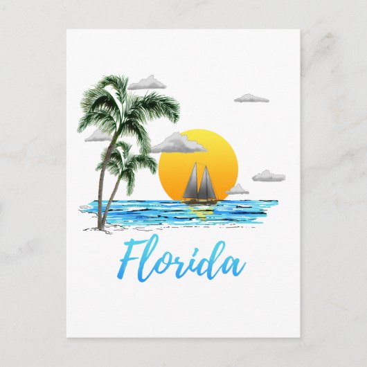 Florida Ocean Sunset Sailing Briefkaart (Voorkant)