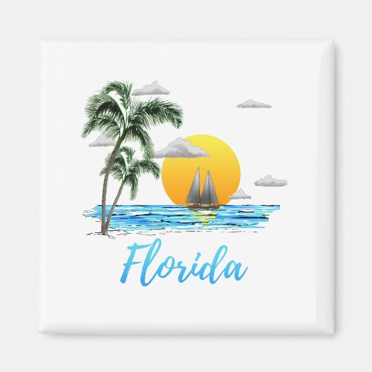 Florida Ocean Sunset Sailing Magneet (Voorkant)