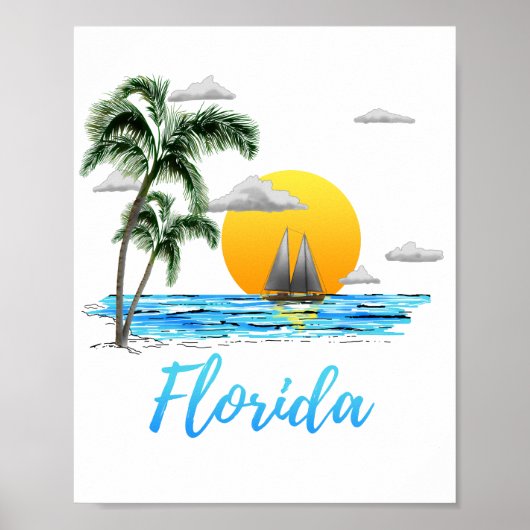 Florida Ocean Sunset Sailing Poster (Voorkant)