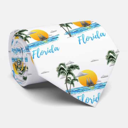 Florida Ocean Sunset Sailing Stropdas (Opgerold)