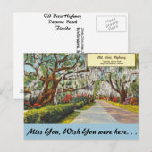 Florida, Old Dixie Highway, Daytona Beach Briefkaart (Voorkant / Achterkant)