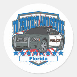 Florida om politieauto te beschermen en te bediene ronde sticker