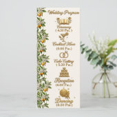 Florida Orange Blossom Gouden Elegant Huwelijkspro Programmakaart (Staand voorkant)