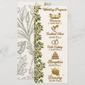 Florida Orange Blossom Gouden Elegant Huwelijkspro Programmakaart (Voorkant / Achterkant)
