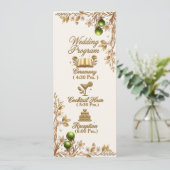 Florida Orange Blossom Gouden Elegante Trouw Prg  Programmakaart (Staand voorkant)