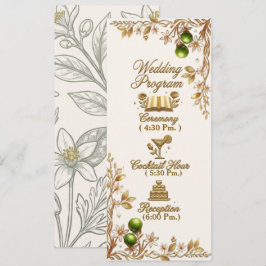 Florida Orange Blossom Gouden Elegante Trouw Prg  Programmakaart