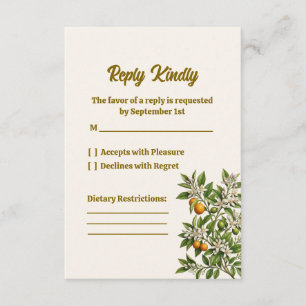 Florida Orange Blossom Huwelijks RSVP Antwoordkaar Kaartje