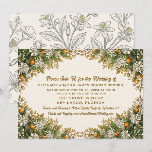 Florida Orange Blossom Trouwkaart Save The Date (Voorkant / Achterkant)