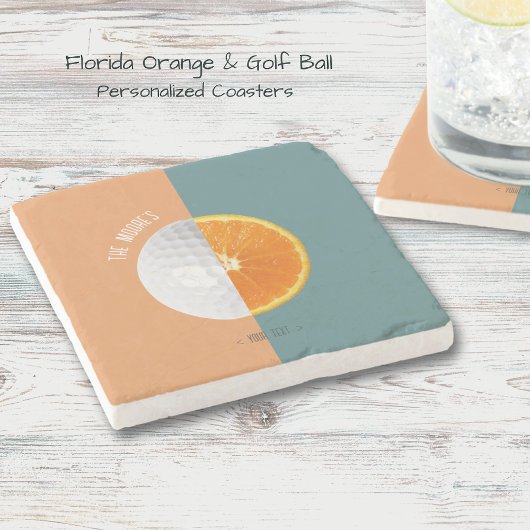 Florida Orange Golfbal  Stenen Onderzetter