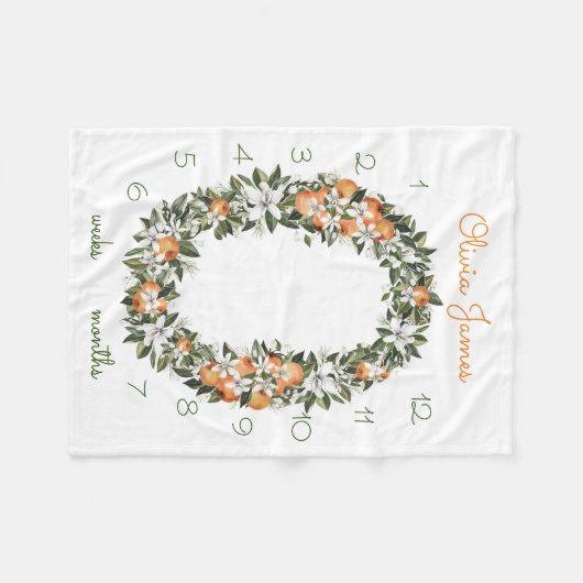 Florida Oranje Baby Milestone Maandelijkse Baby De Fleece Deken (Voorkant (Horizontaal))
