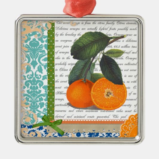  Florida Oranje fruitsierbloem Metalen Ornament (Voorkant)