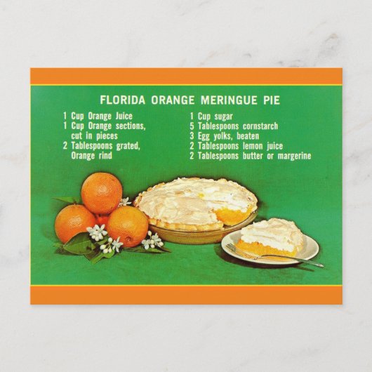 Florida Oranje Pie Recipe Briefkaart (Voorkant)