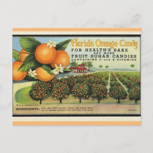 Florida Oranje Snoep Briefkaart (Voorkant)