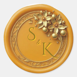 Florida Oranjebloesem | Elegante Monogram Gouden W Ronde Sticker