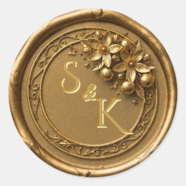 Florida Oranjebloesem | Elegante Monogram Gouden W Ronde Sticker