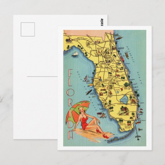 Florida Oude Vrolijke Ansichtkaart Briefkaart (Voorkant / Achterkant)
