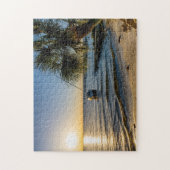 Florida Overhellende Palmboom Zonsondergang Legpuz Legpuzzel (Verticaal)