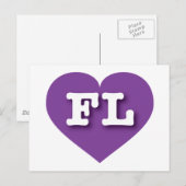 Florida Paars Heart - Ik hou van FL Briefkaart (Voorkant / Achterkant)