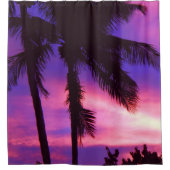 Florida Palm Paarse zonsondergang douche gordijn (Voorkant)