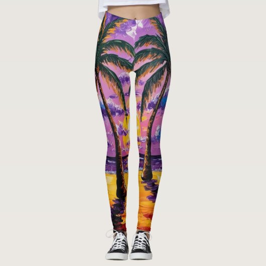 Florida Palm Tree Beach Tropical Legging (Voorkant)