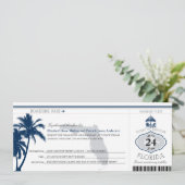 Florida Palm Tree Boarding Pass Wedding Kaart (Staand voorkant)
